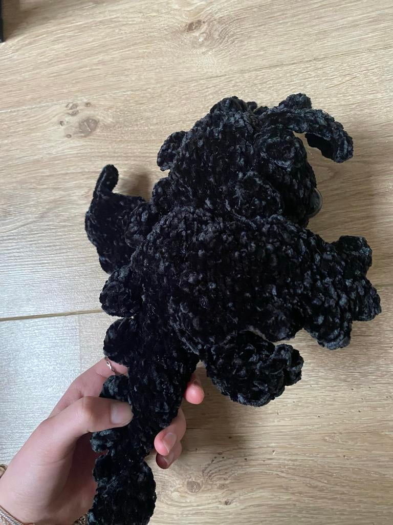 Knuffel draak zwart, Ophalen of Verzenden, Nieuw, Haken, Overige typen