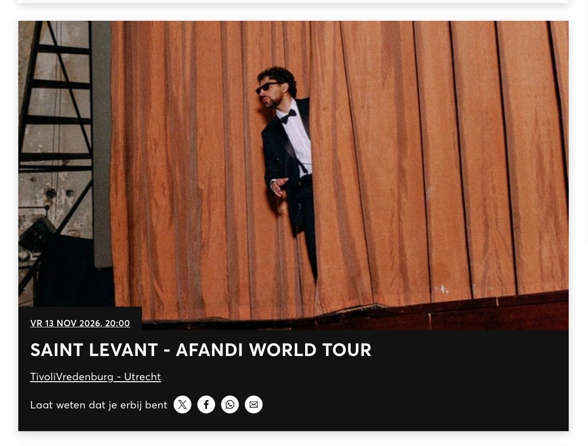 Saint Levant Tivoli Utrecht te koop, November