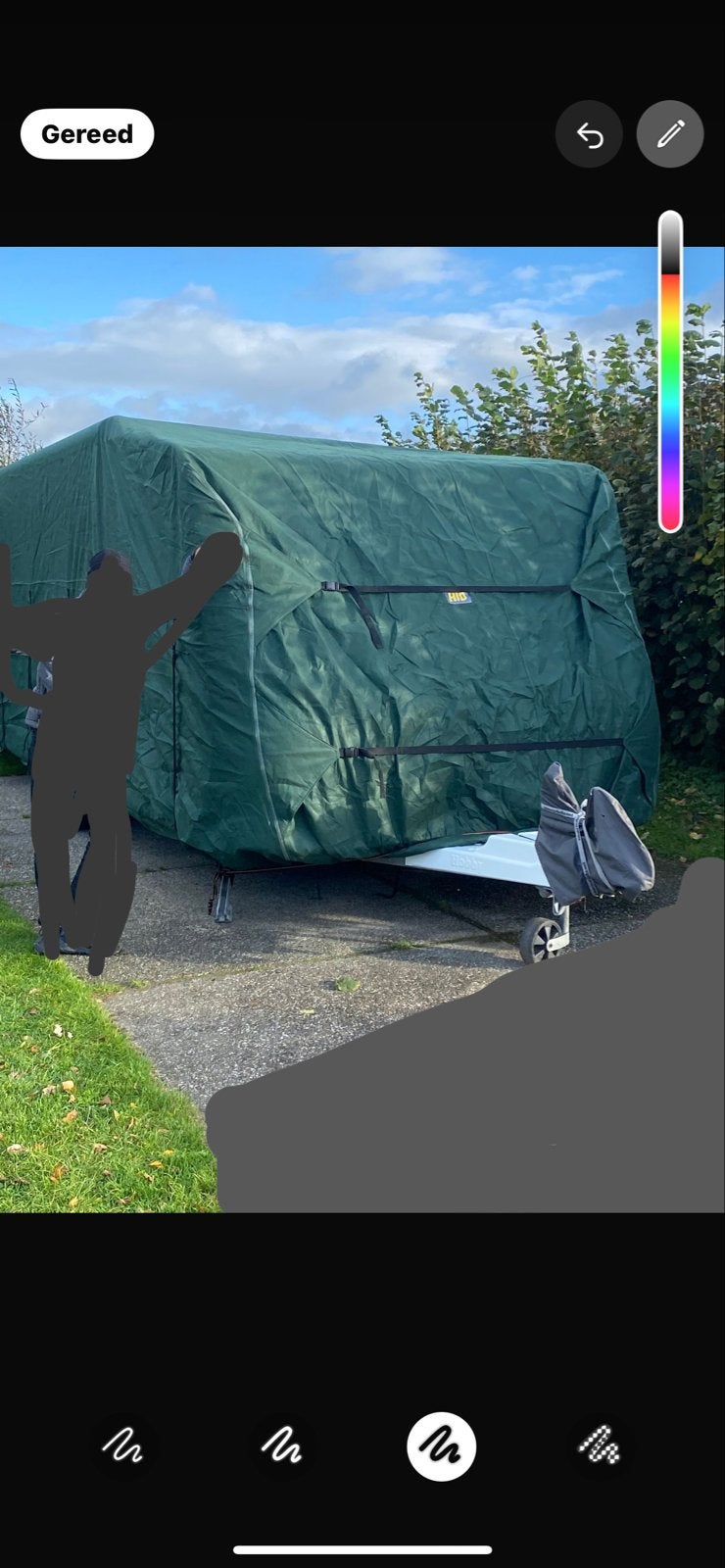 Caravan winterstalling - Beschermhoes, Ophalen