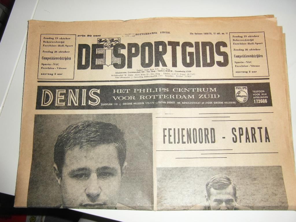 sportgids programma feyenoord sparta 12 okt 1969, Ophalen of Verzenden, Zo goed als nieuw, Feyenoord, Boek of Tijdschrift
