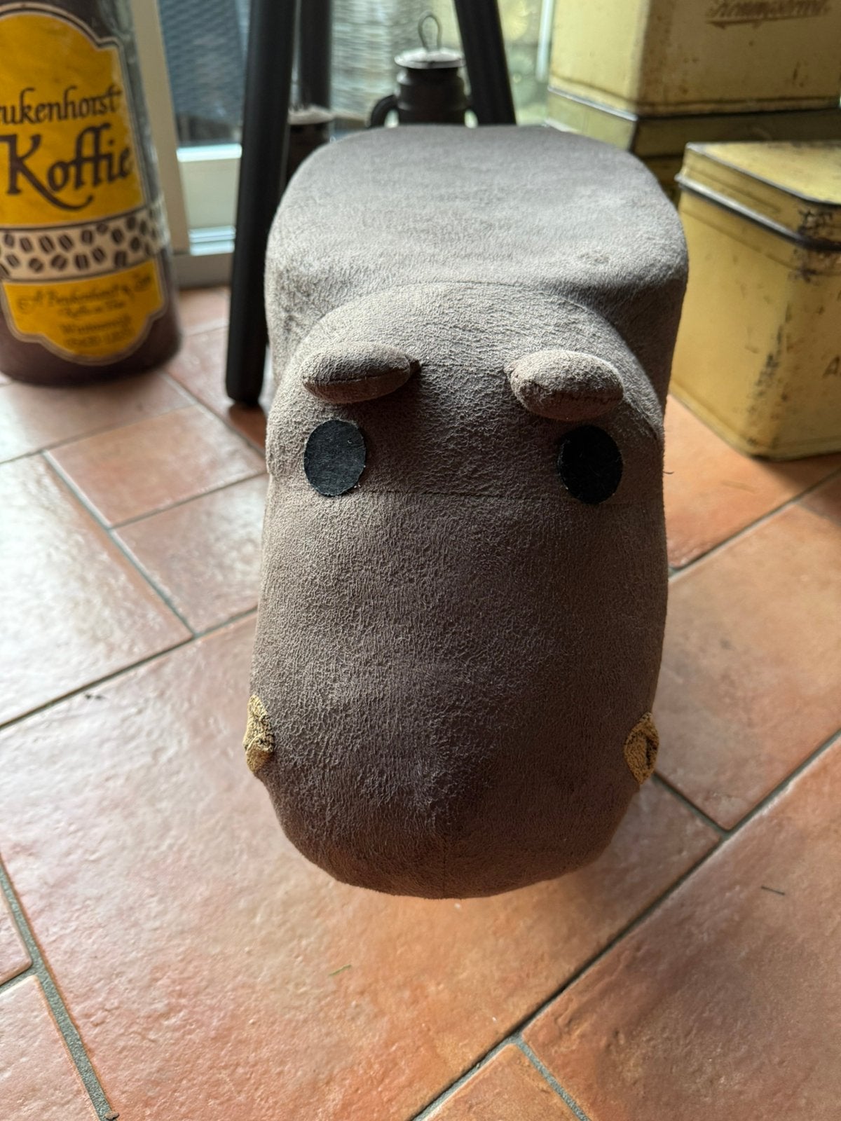 Poef nijlpaard, Ophalen of Verzenden, Zo goed als nieuw, Rond, Minder dan 50 cm