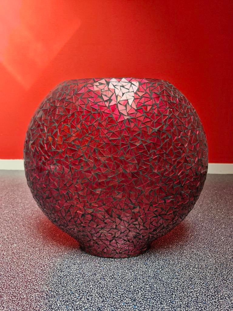 Fuchsia Mozaïek Vaas - 32x32x14 cm, Overige materialen, Gebruikt, Overige kleuren, Ophalen of Verzenden