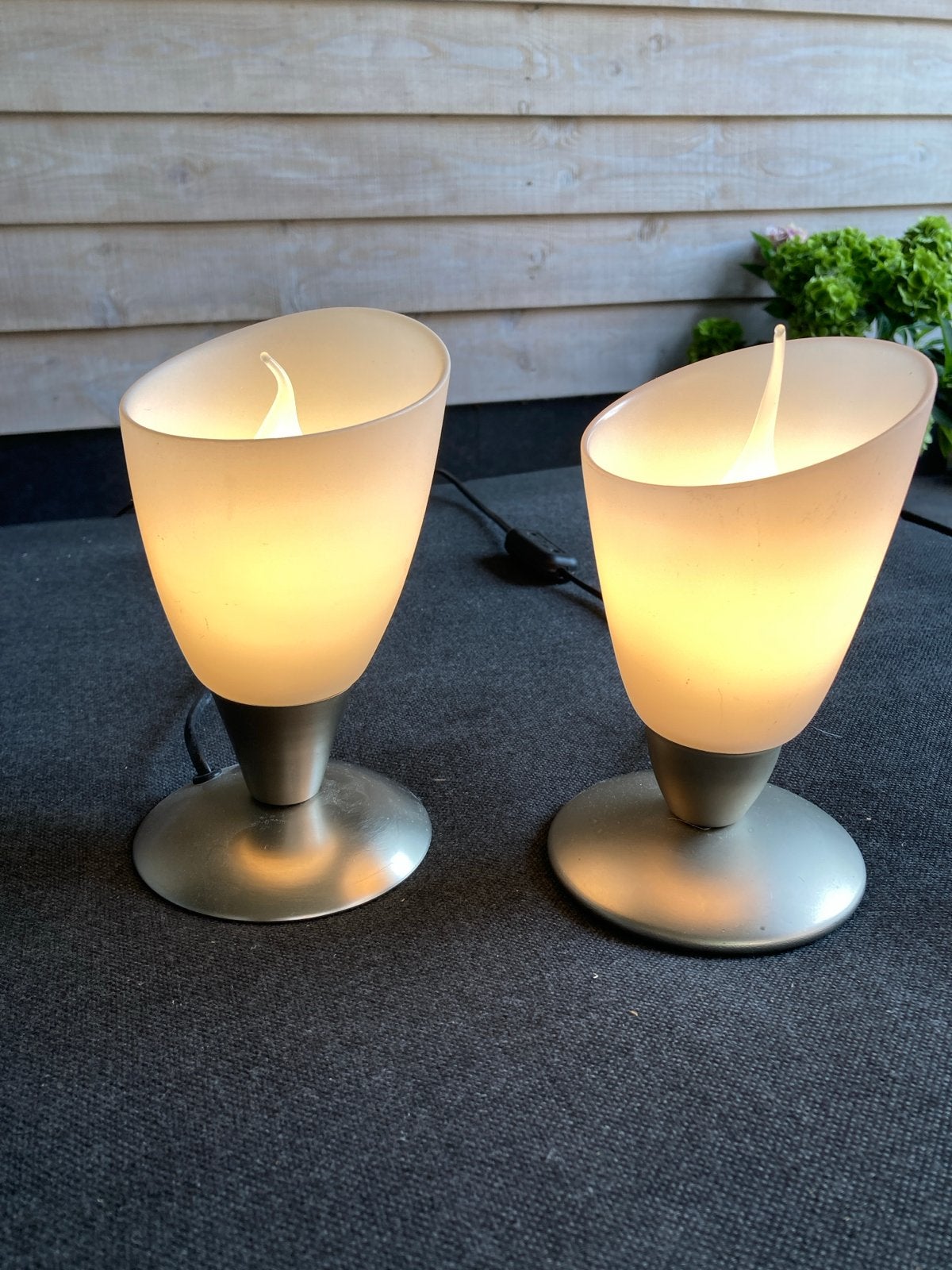 Set van 2 bedlampjes / nachtlampjes, Met schakelaar, Gebruikt, Nachtlamp, Wit