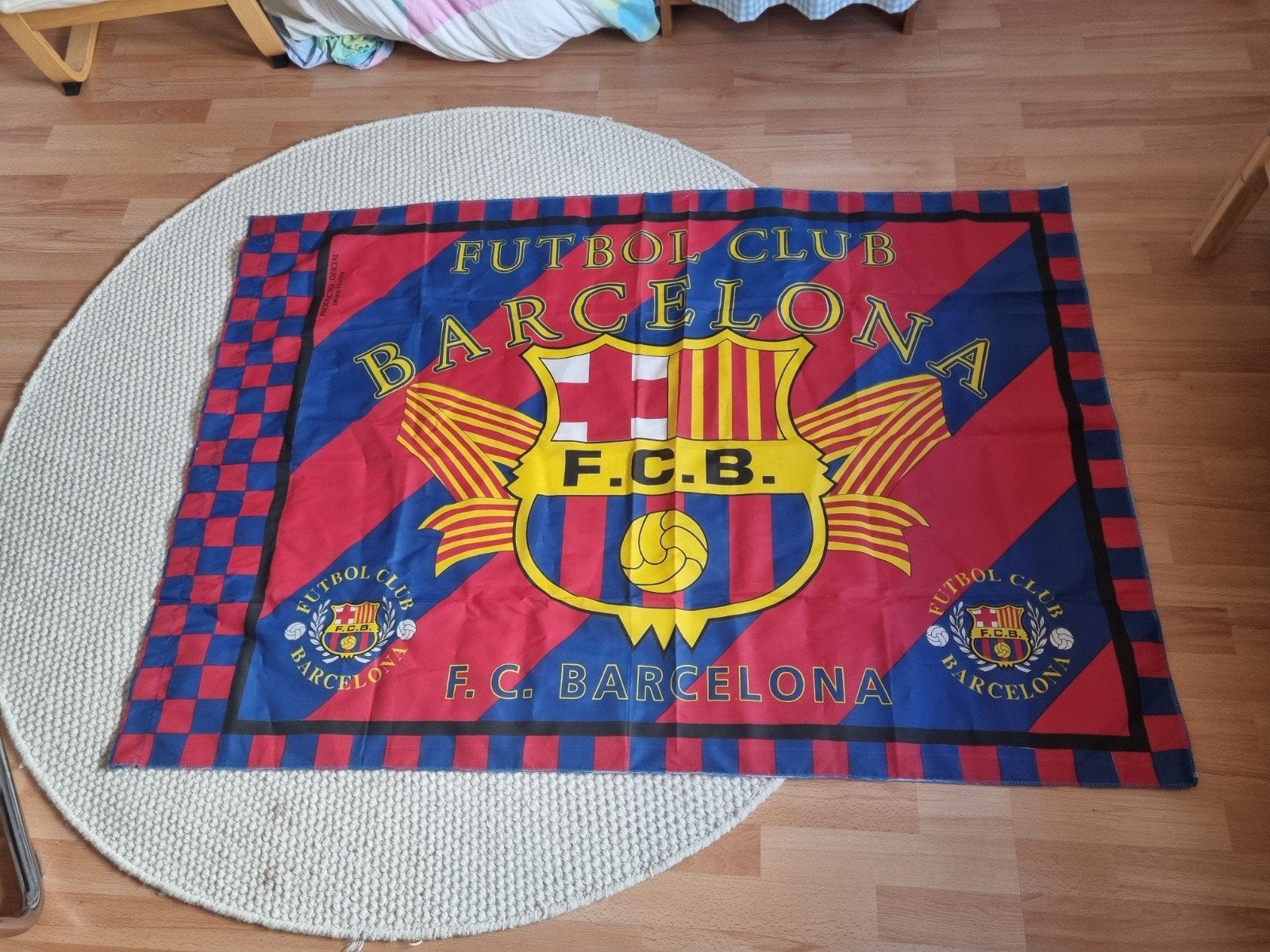 Vintage Barcelona fc fan club vietbal vlag jaren 90, Diversen, Ophalen of Verzenden