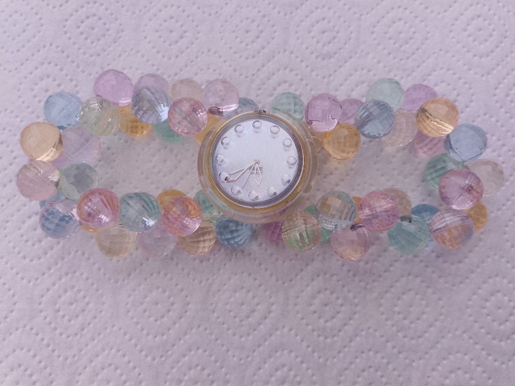 Pop Swatch Crystal Summer met Kralenband, Kunststof, Gebruikt, Swatch, Kunststof