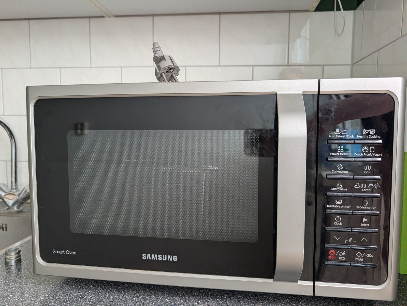 Samsung Smart Oven Combimagnetron - Zo goed als nieuw, Witgoed en Apparatuur, Magnetrons, Ophalen, Combimagnetron, Gebruikt, Draaiplateau