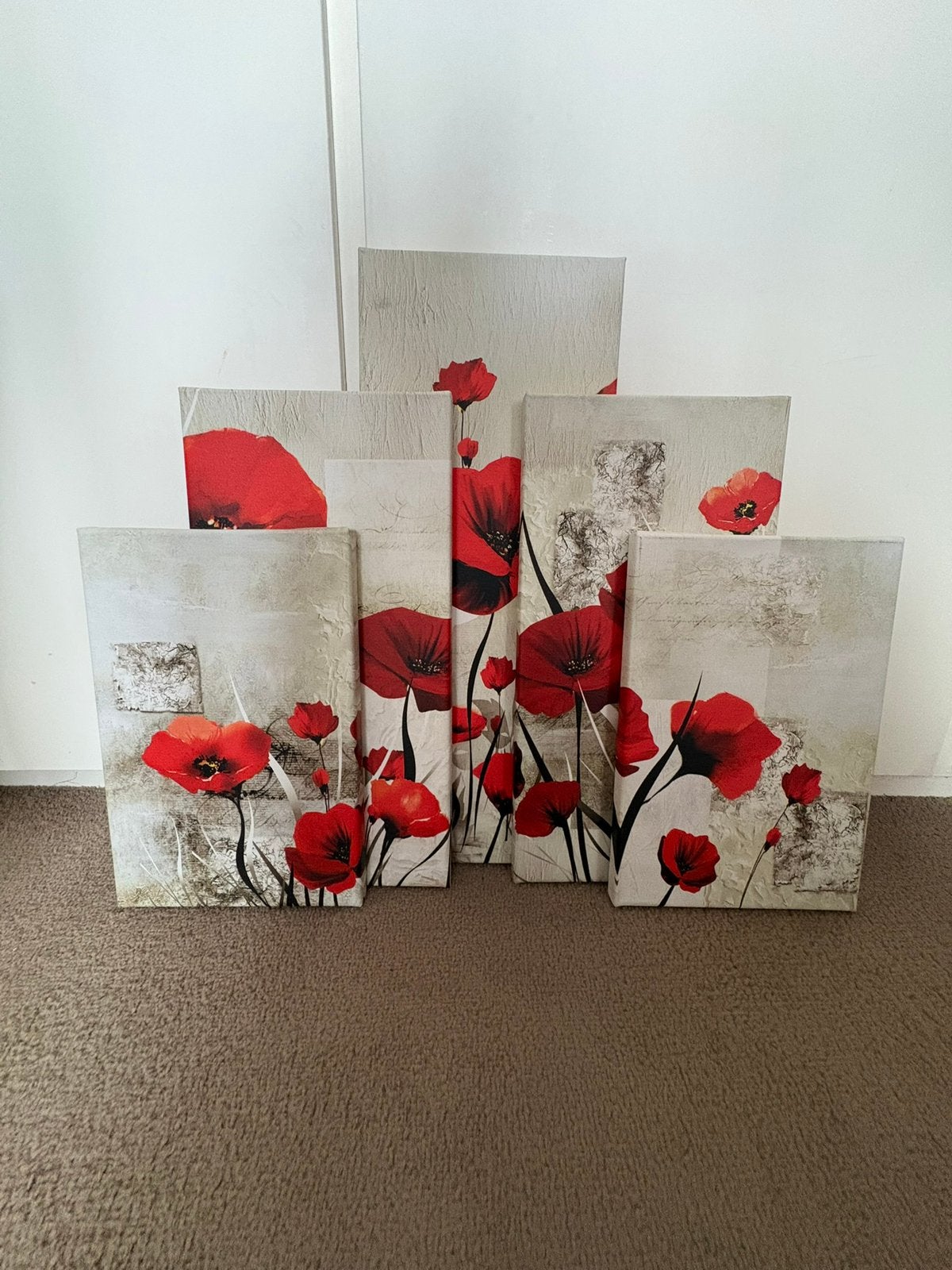 Schilderijen met klaprozen, Antiek en Kunst, Kunst | Schilderijen | Modern, Ophalen of Verzenden, Bloemen