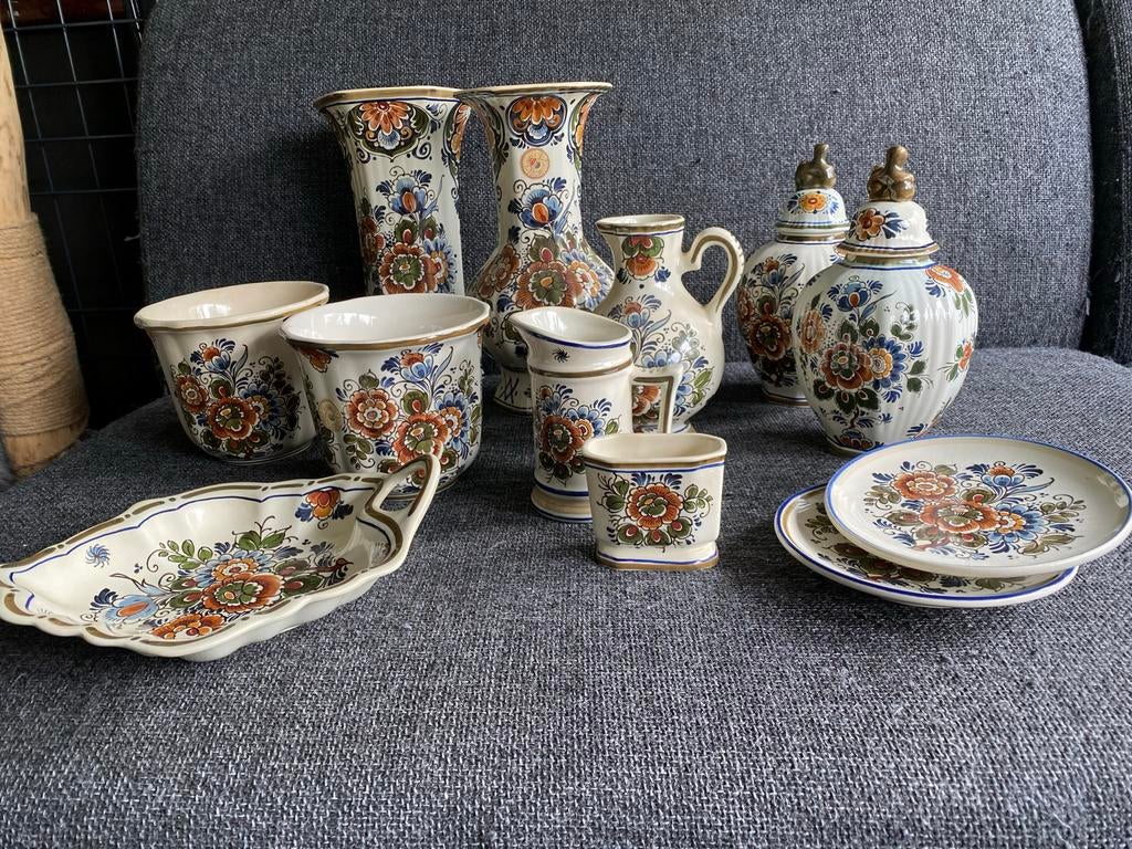 Prachtig Delfts Blauw Aardewerk Servies Set, Ophalen