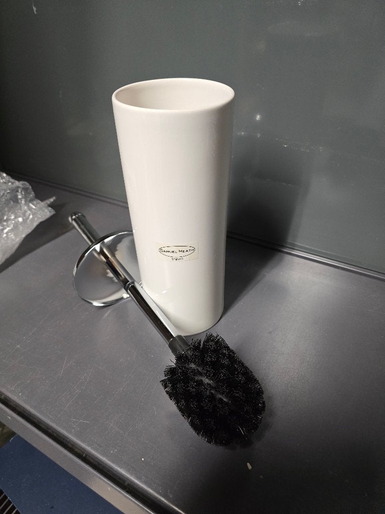 Exclusieve Samuel Heath Toiletborstel  Wit Keramiek & Chroom, Toilet-accessoire, Wit, Nieuw, Ophalen of Verzenden
