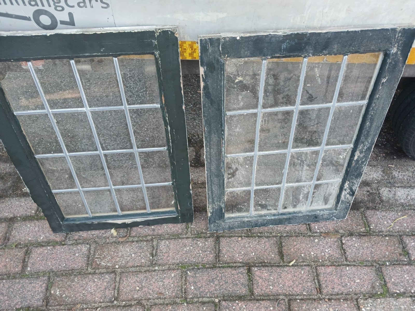 Oude ramen met roedeverdeling - set van 2, Doe-het-zelf en Verbouw, Glas en Ramen, Ophalen, Gebruikt, Gevelraam of Ruit, 80 tot 120 cm