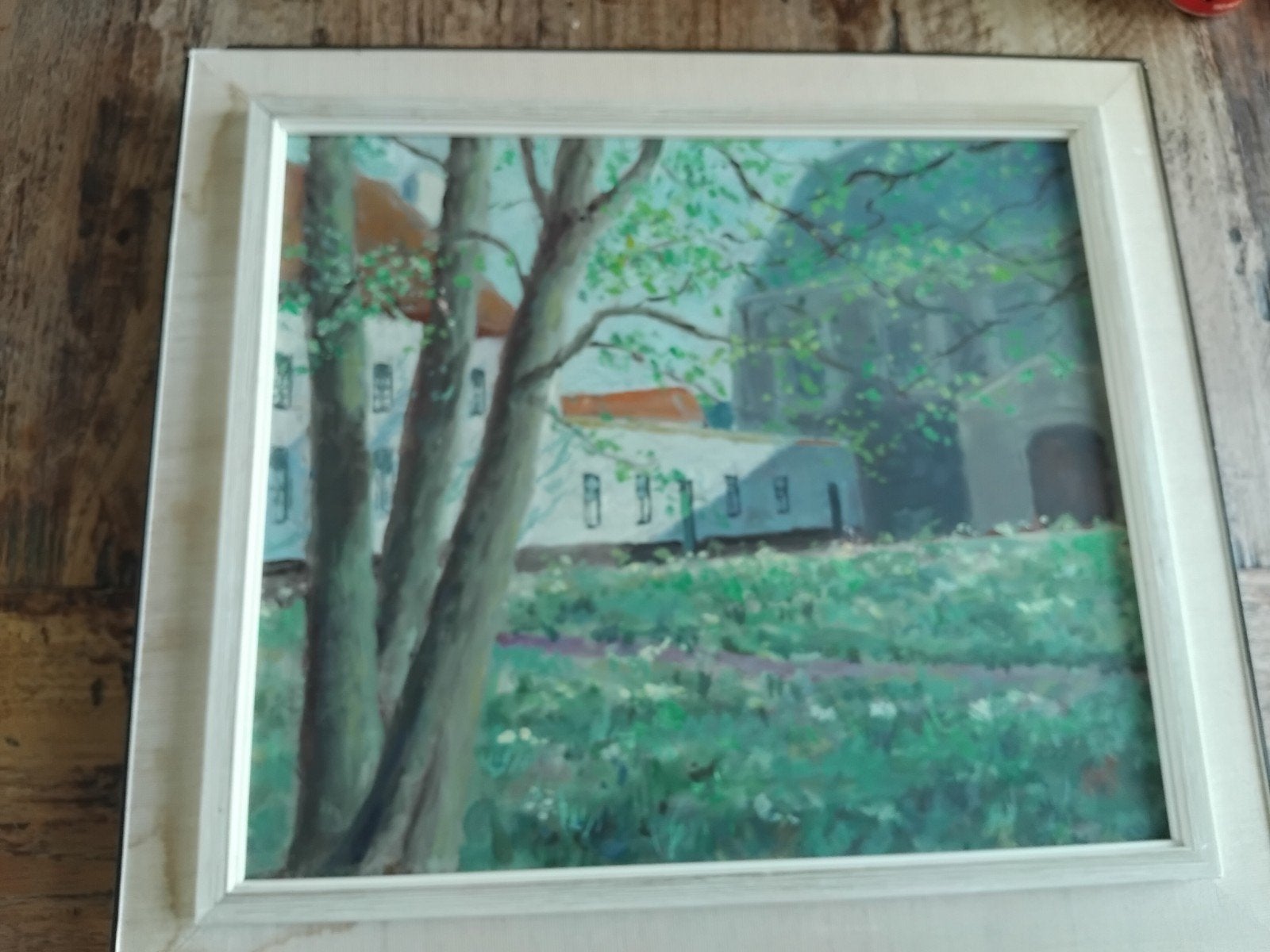 Schilderij Lente Begijnhof Brugge - Olieverf op doek, Ophalen of Verzenden