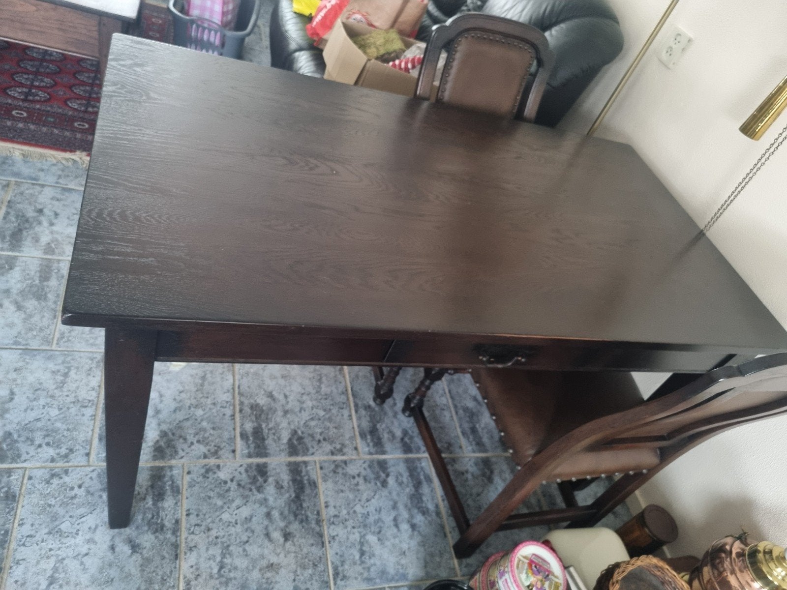 teak houten tafel, inclusief 4 stoelen, Huis en Inrichting, Ophalen, Gebruikt, 100 tot 150 cm, 50 tot 100 cm