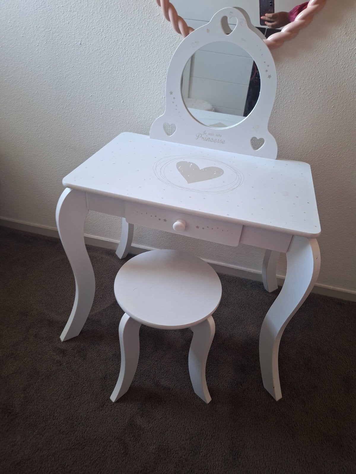 Kaptafel met spiegel en krukje voor kinderen, Ophalen, Gebruikt, Tafel(s) en Stoel(en)