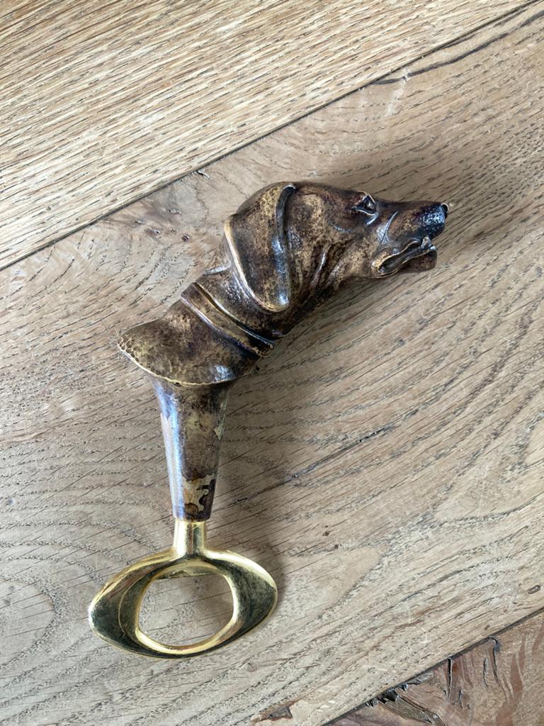 Flesopener hond antiek dog head face flessenopener, Ophalen of Verzenden