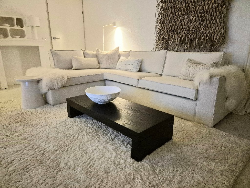 Houten lage zwarte salontafel VT Wonen Westwing Japandi, Ophalen, 100 tot 150 cm, 50 tot 100 cm, Rechthoekig