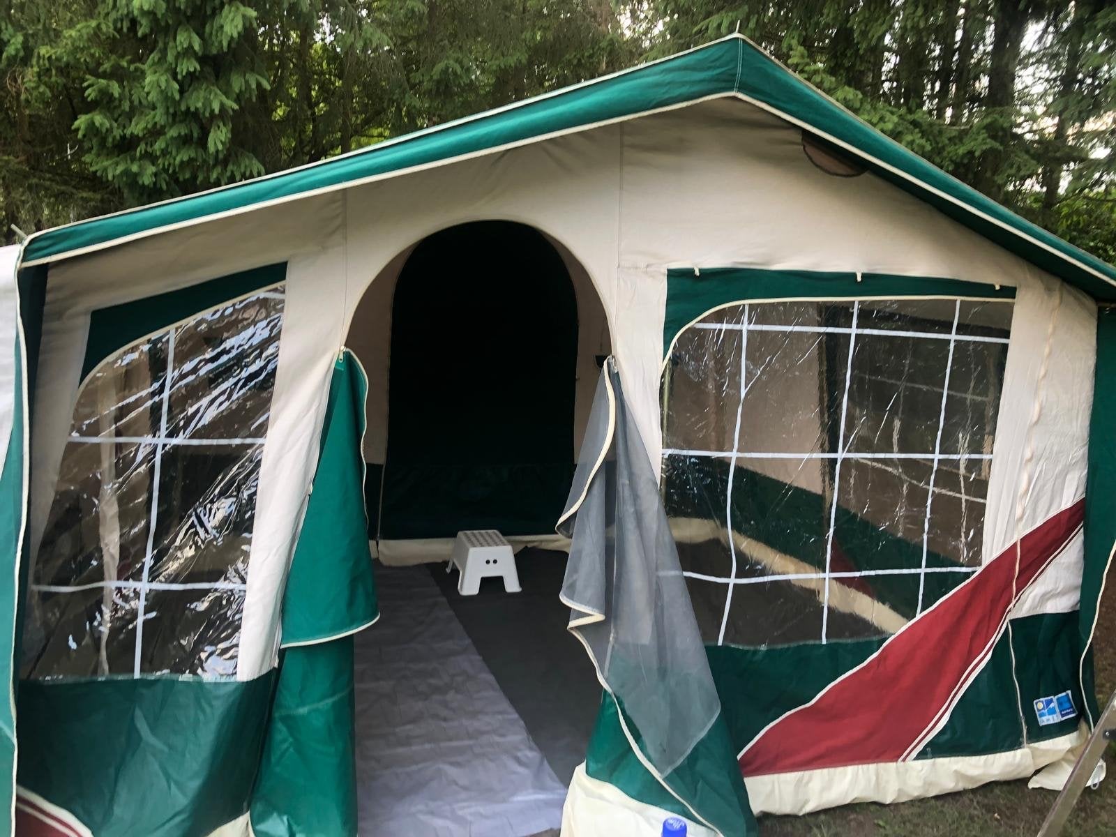 Ruime vouwwagen met luifel en ondertent, Caravans en Kamperen, Tenten, Ophalen, Gebruikt, Tot en met 4