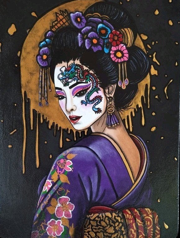 Handbeschilderd houten kistje - Japanse stijl & goud, Ophalen