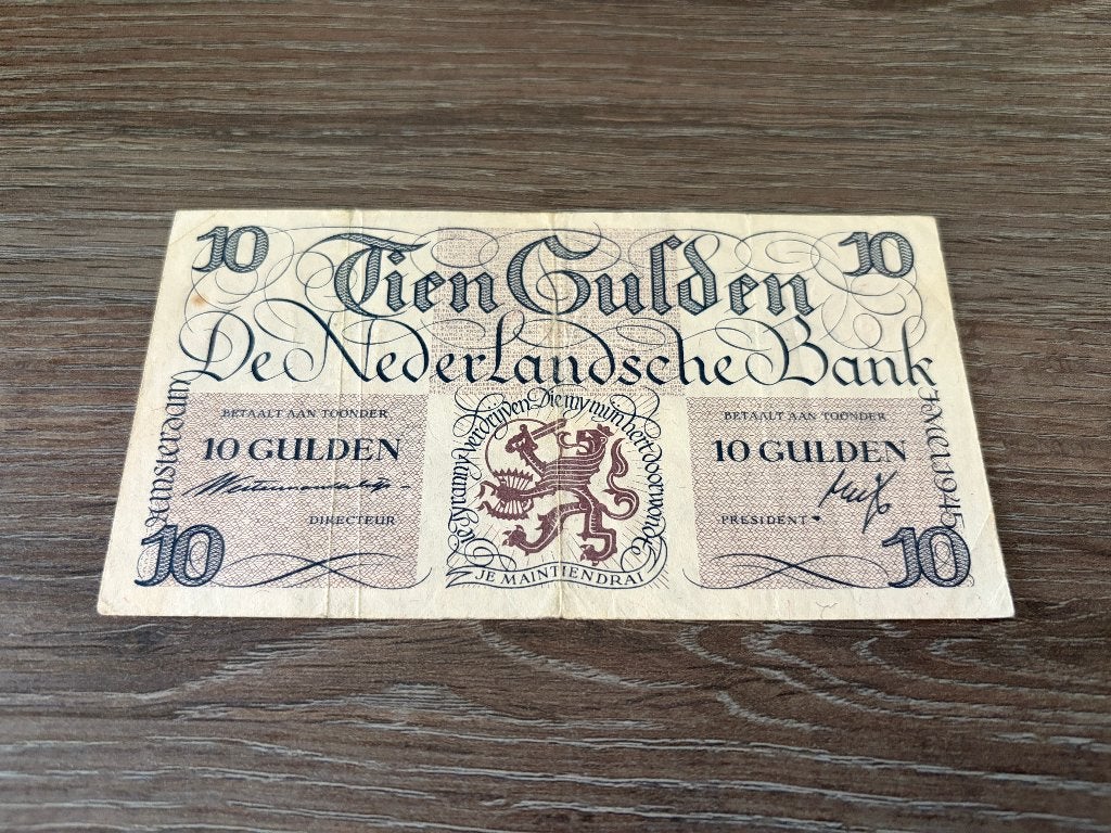 Net biljet 10 gulden geldzuivering Lieftinck, 1945, Ophalen of Verzenden, 10 gulden