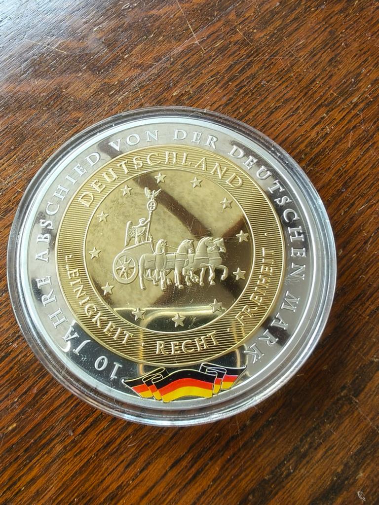 10 Jaar Duitse Eenheid Afscheid Duitse Mark Zilver Goud, Ophalen of Verzenden, Duitsland, Losse munt, Zilver