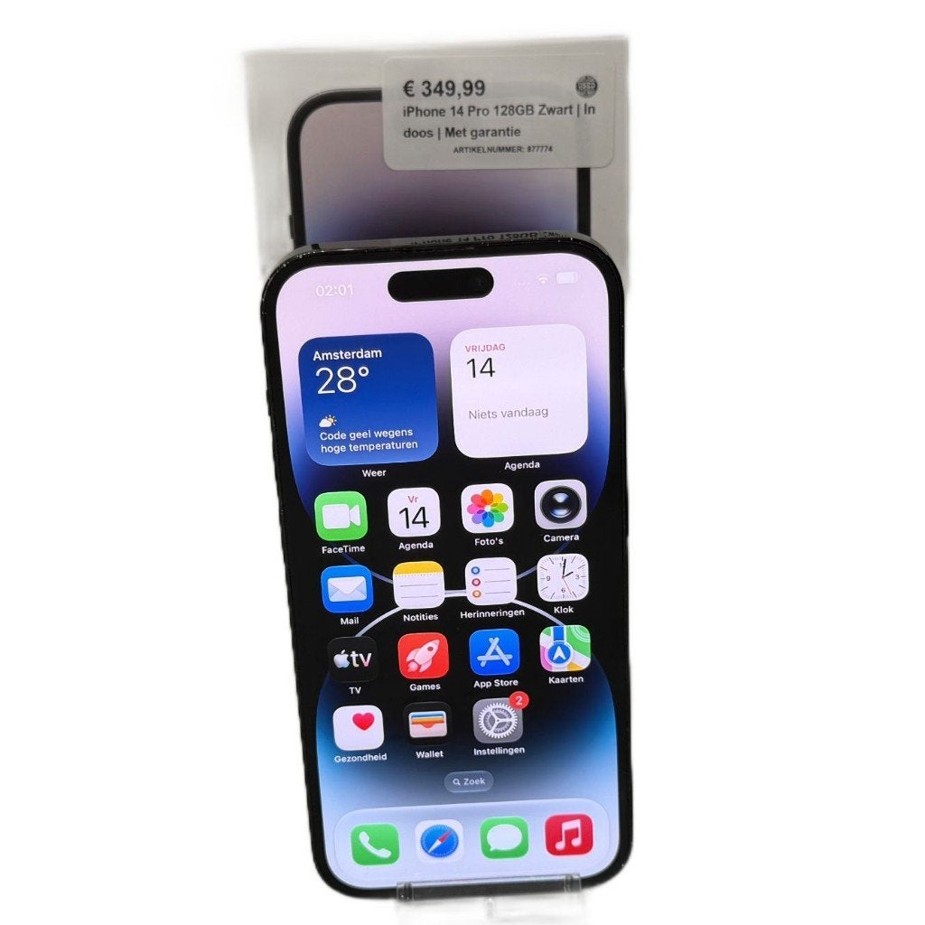 iPhone 14 Pro 128GB Zwart | In doos | Met garantie, 80 %, Toulonselaan 72, Ophalen of Verzenden, Zo goed als nieuw