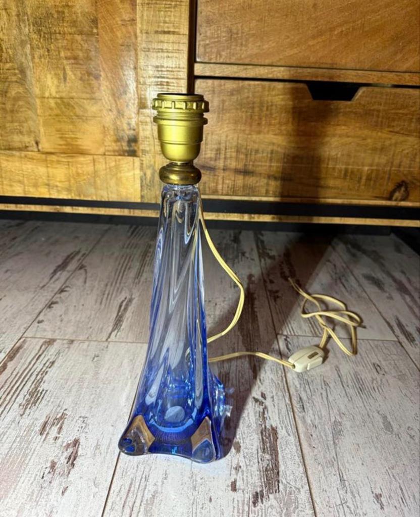 Elegante Val Saint Lambert kristallen tafellampvoet, Ophalen of Verzenden