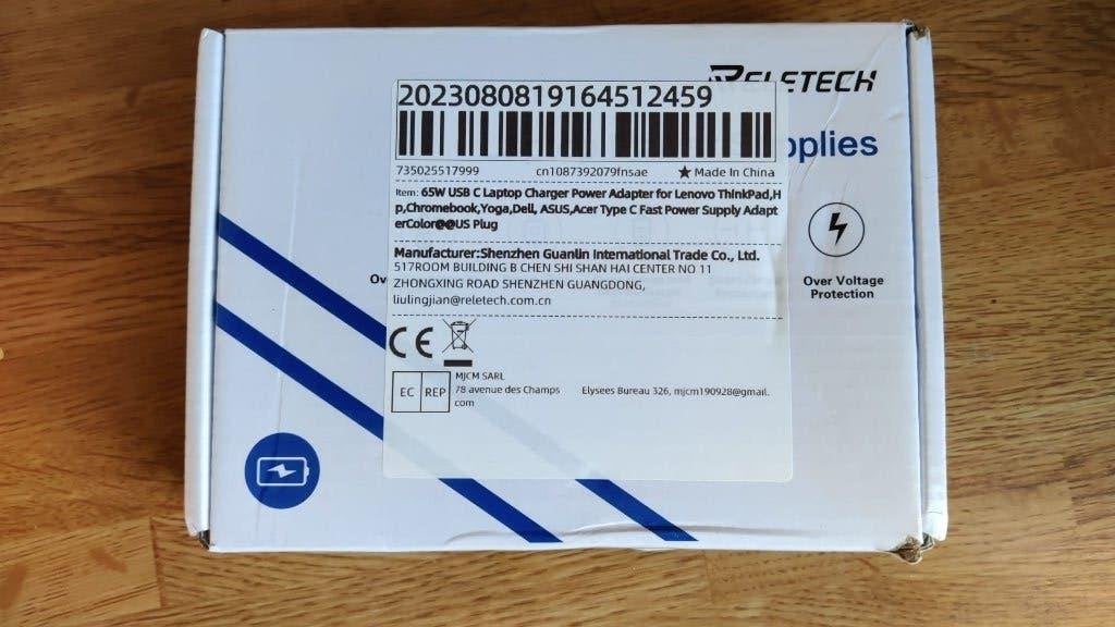 Reletech laptop charger oplader USB-C 65W nieuw, Computers en Software, Laptop-opladers, Ophalen of Verzenden, Nieuw, Reletech