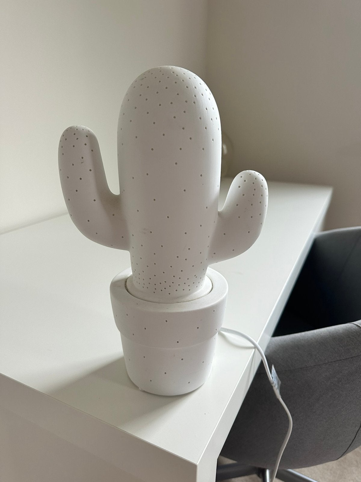 Cactus nachtlampje, Art deco, Met schakelaar, Nachtlamp, Wit