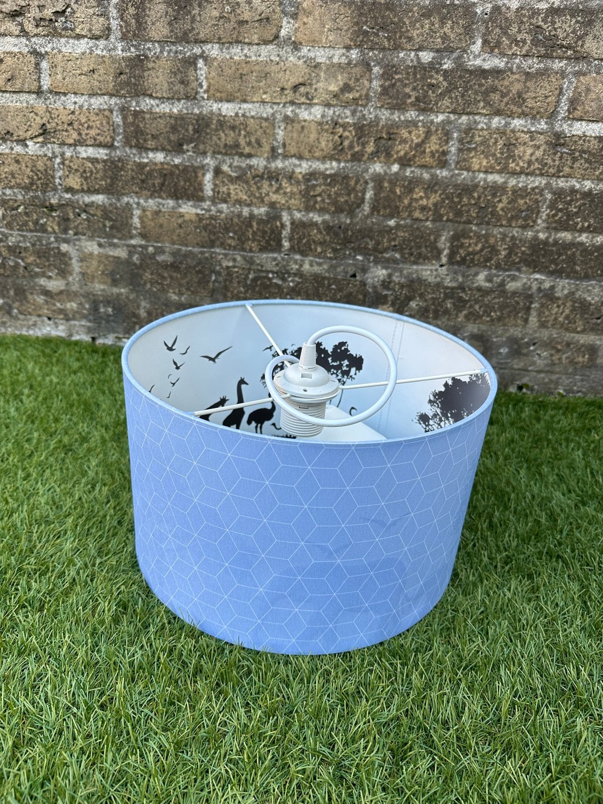 Olucia Safari Kinderplafondlamp - Blauw met Dierenprint, Gebruikt, Overige merken, Ophalen of Verzenden, Lamp