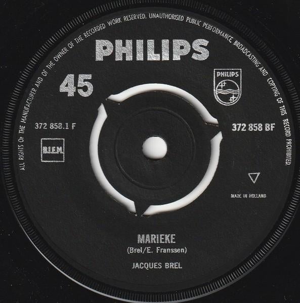 Chanson Single (1961) Jacques Brel - Marieke, Cd's en Dvd's, Vinyl Singles, Gebruikt, Originele persing, Single, 1960 - 1969, Pop