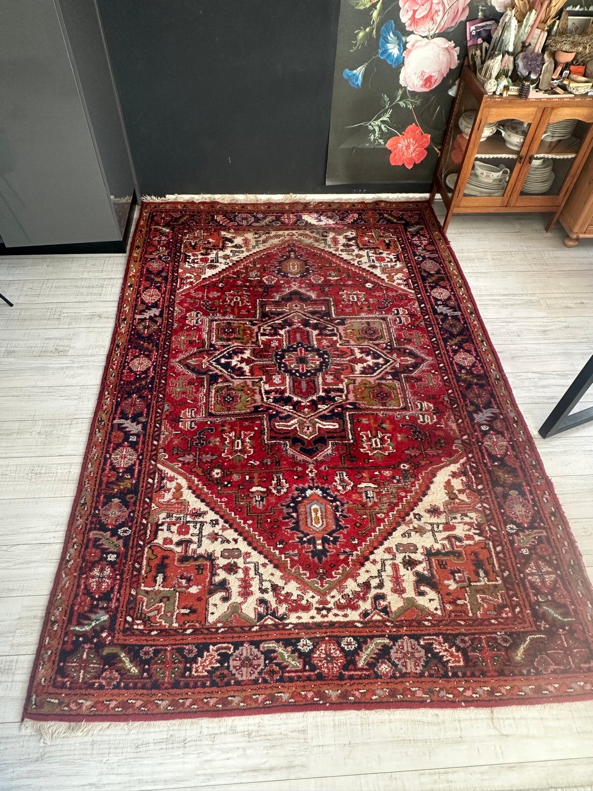 Prachtig handgeknoopt Perzisch tapijt - Vintage rood/blauw, Ophalen, Gebruikt, 200 cm of meer, 200 cm of meer