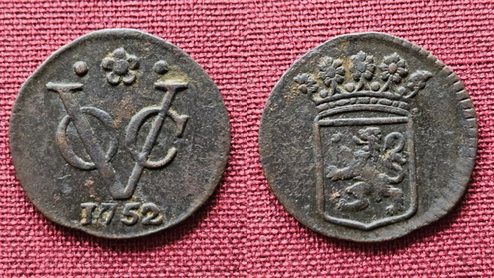 Mooie oude munt halve VOC duit Holland 1752, Ophalen of Verzenden, Vóór koninkrijk, Overige waardes, Losse munt