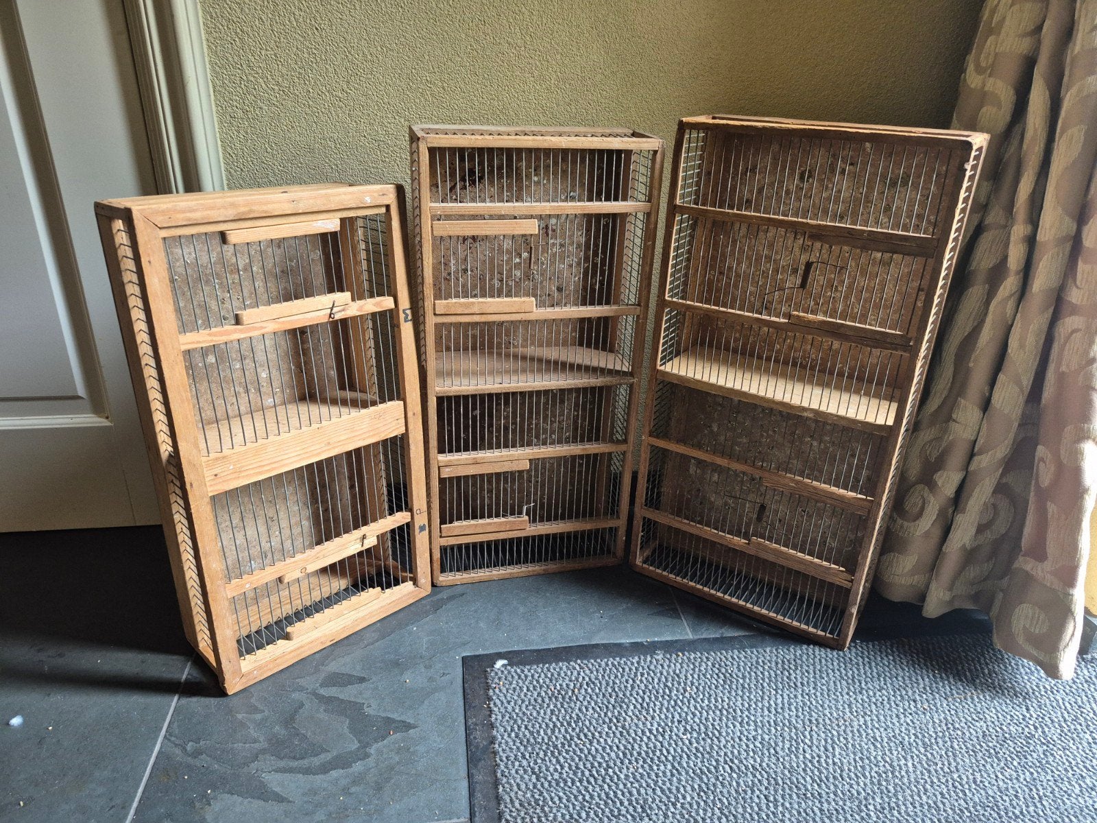 3 Dubbele transport lopers vogels, Ophalen, Gebruikt, Hout