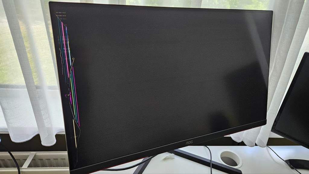 AOC Q27G3XMN monitor met barst in scherm (defect), Computers en Software, Monitoren, Gaming, VA, AOC, In hoogte verstelbaar