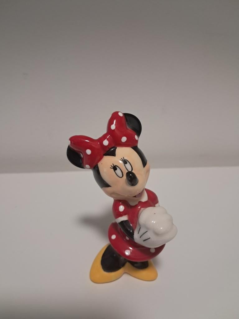 Porseleinen Minnie Mouse Beeldje - Rood-wit gestipt, Ophalen, Mickey Mouse, Zo goed als nieuw, Beeldje of Figuurtje