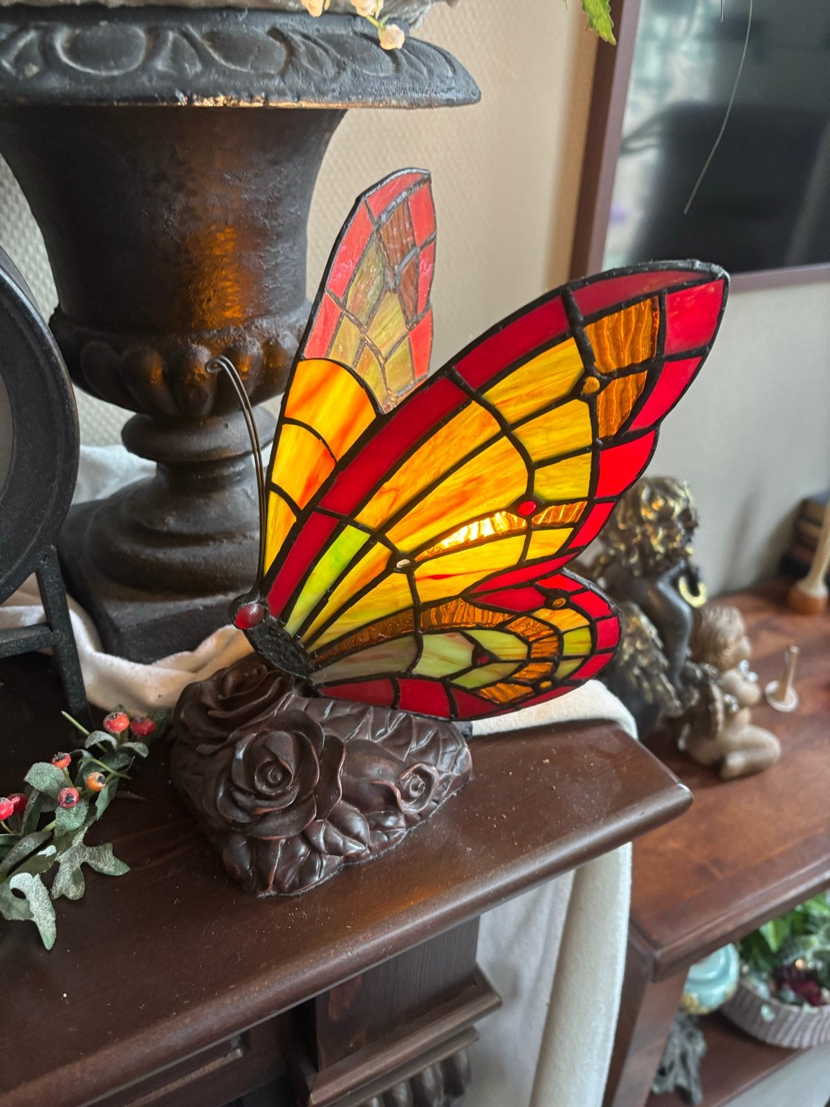 Tiffany Vlinder Lamp - Sfeervolle Verlichting, Antiek en Kunst, Ophalen