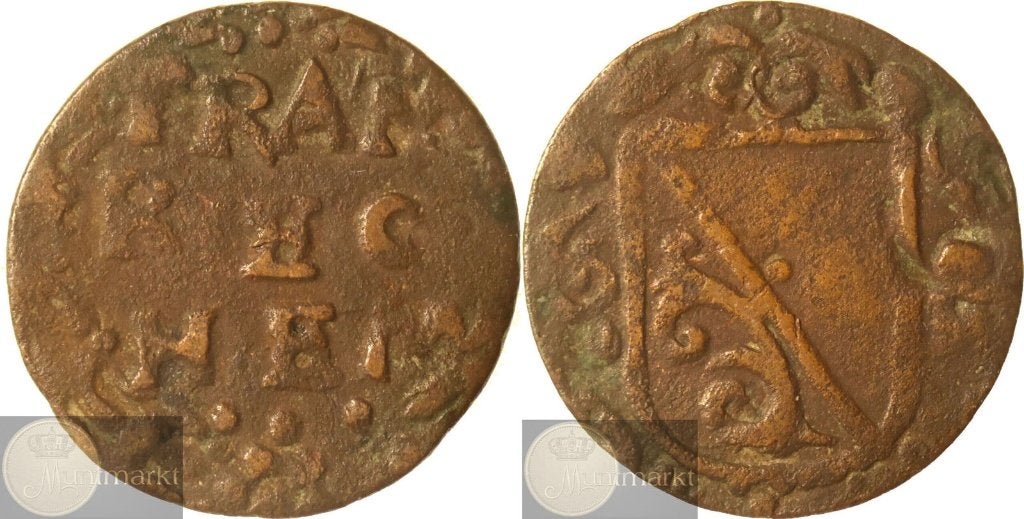 Reckheim - Duit z.j. (ca. 1660), Ophalen of Verzenden, Vóór koninkrijk, Overige waardes, Losse munt