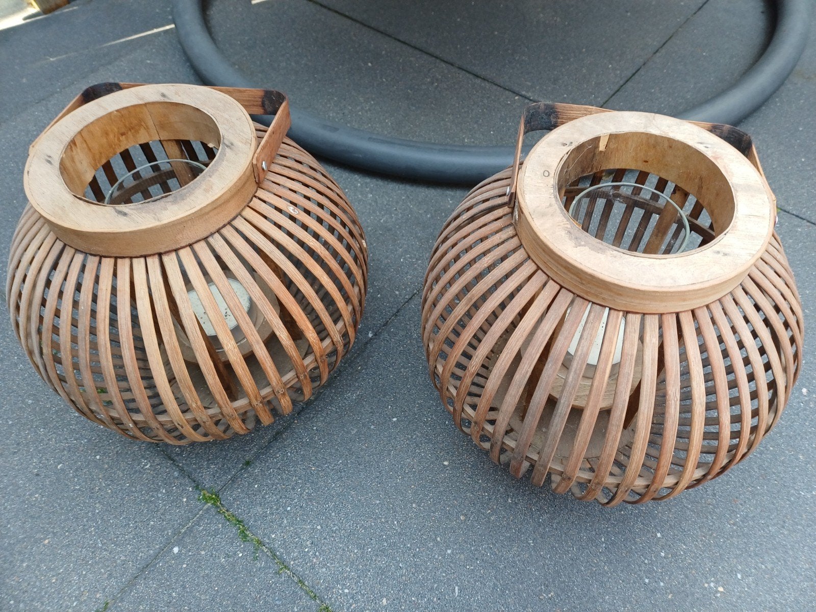 Set van 2 bamboe lantaarns - sfeervolle verlichting, Ophalen, Gebruikt