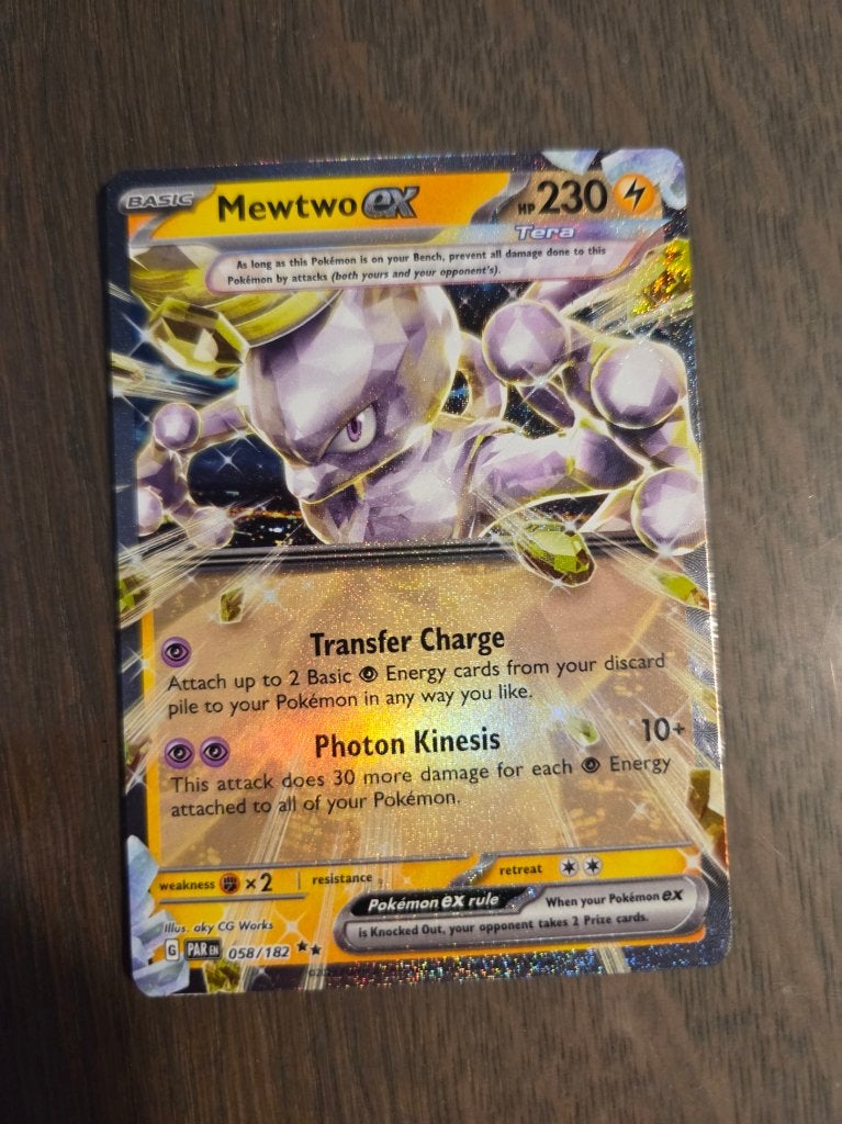Mewtwo EX 058 Paradox rift Pokemonkaart, Ophalen of Verzenden, Nieuw, Losse kaart, Foil