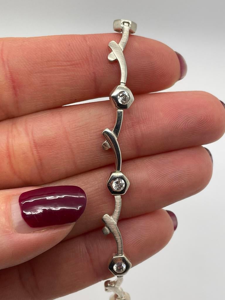 C868 Prachtige zilveren armband modernist, Sieraden, Tassen en Uiterlijk, Ophalen of Verzenden, X, Zilver, Zilver