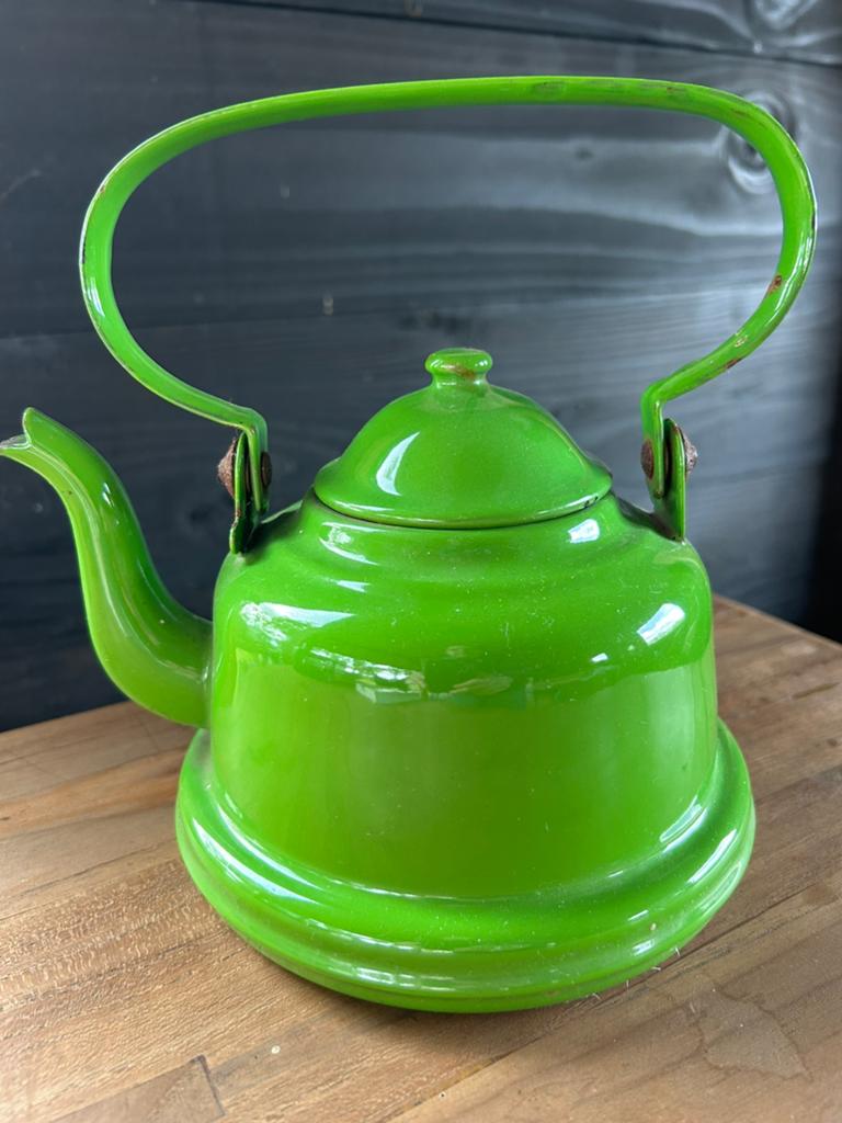 Groene emaille waterketel, Antiek en Kunst, Antiek | Emaille, Ophalen of Verzenden