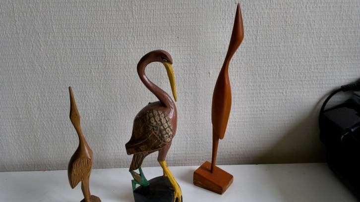 3 vintage houten reigers midcentury, Ophalen of Verzenden