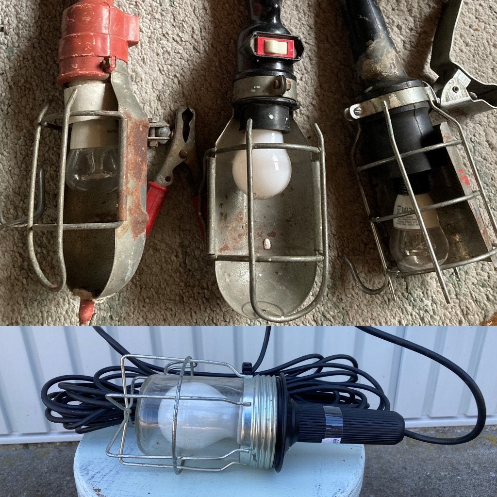 3x Brocante oude looplampen - kooilampen, Huis en Inrichting, Metaal, Overige stijlen, ---, Ophalen of Verzenden