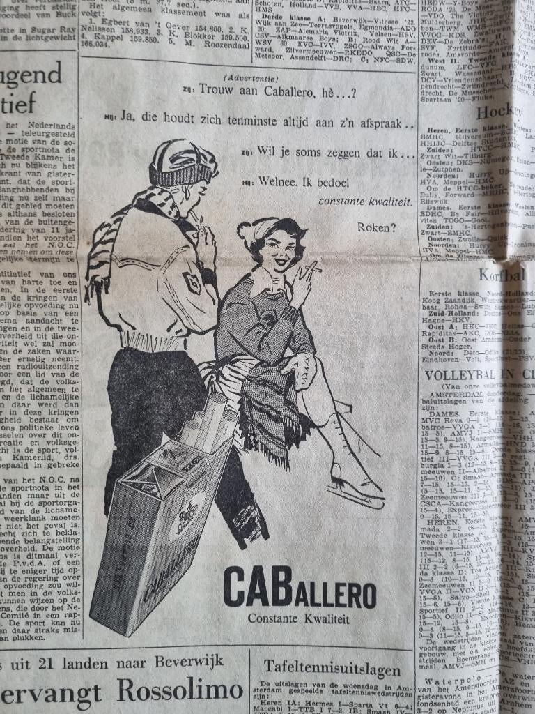 Advertentie Caballero sigaretten (1957), Verzamelen, Tijdschriften, Kranten en Knipsels, Ophalen of Verzenden, 1940 tot 1960, Knipsel(s)