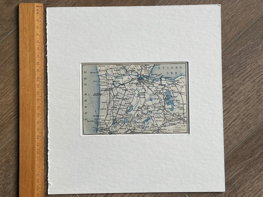 1885 Landkaart leiden amsterdam Haarlem - P0618-020, Antiek en Kunst, Ophalen of Verzenden, Gravure, 1800 - 1899
