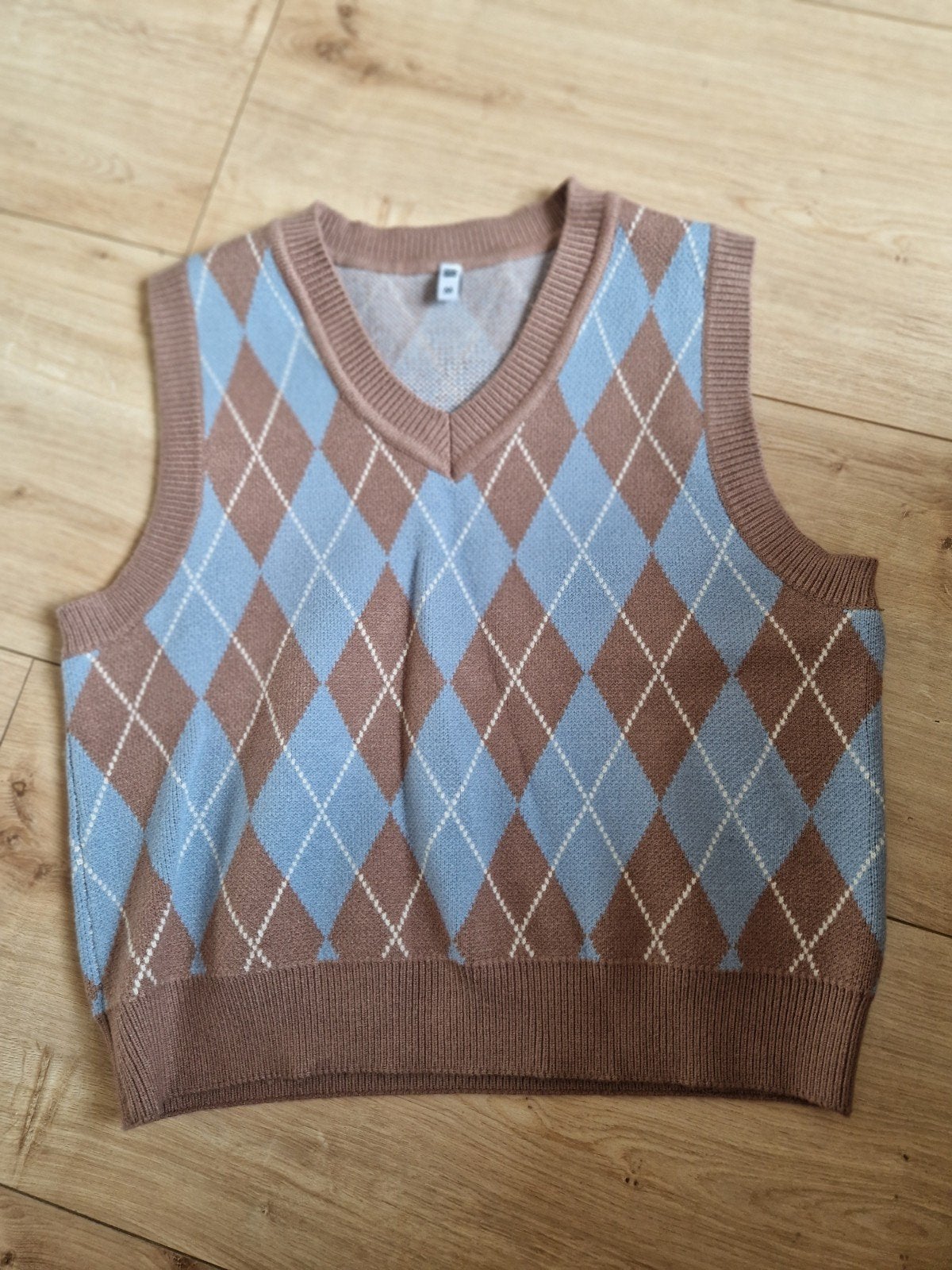 Nieuwe Argyle Spencer Trui - Lichtblauw, Bruin, Wit, Maat 38/40 (M), Blauw, Nieuw, Ophalen of Verzenden