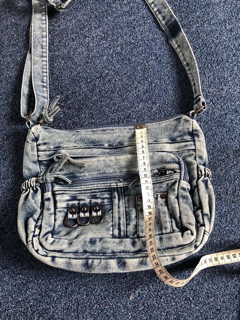 Leuk denim Jeans spijkerstof schoudertas met veel vakken., Ophalen of Verzenden, Nieuw, Blauw