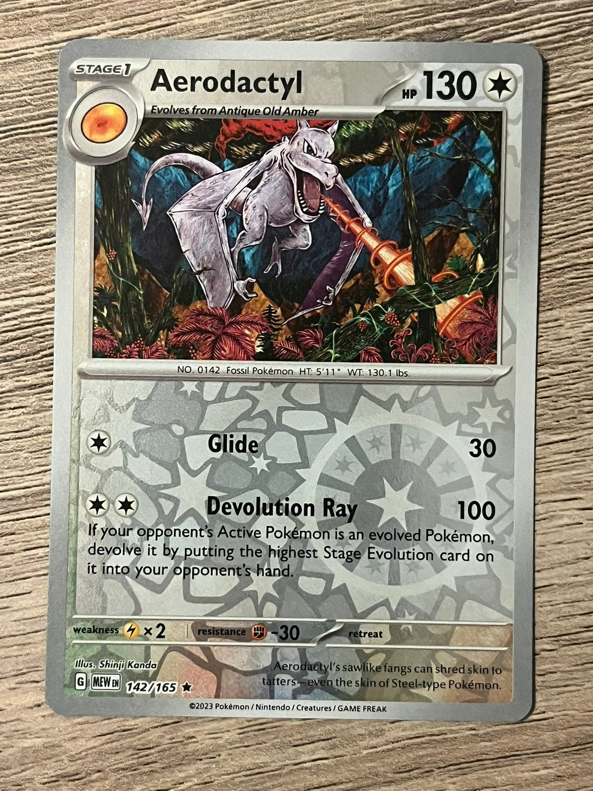 Aerodactyl - Pokemon 151 (142/165) - Reverse Holo Pokemon, Ophalen of Verzenden, Zo goed als nieuw