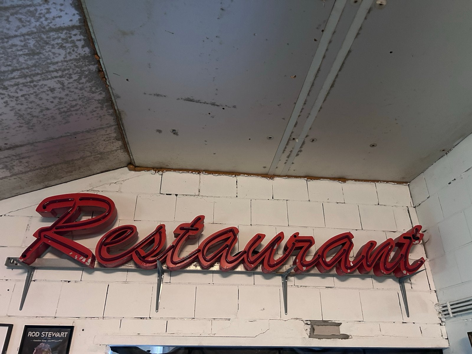 Vintage Neon Restaurant Reclamebord - Rood, Antiek en Kunst, Ophalen