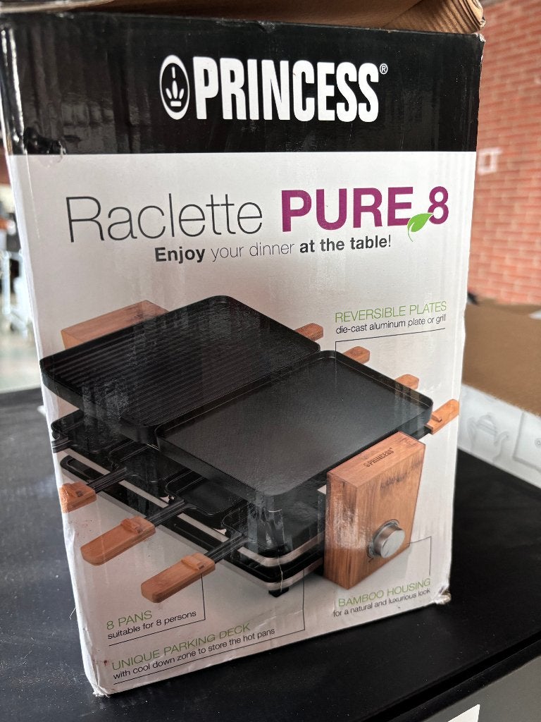 PRINCESS RACLETTE PURE 8 - 8 PERS. BAMBOE CS26703, Ophalen of Verzenden, Nieuw, 4 t/m 7 personen