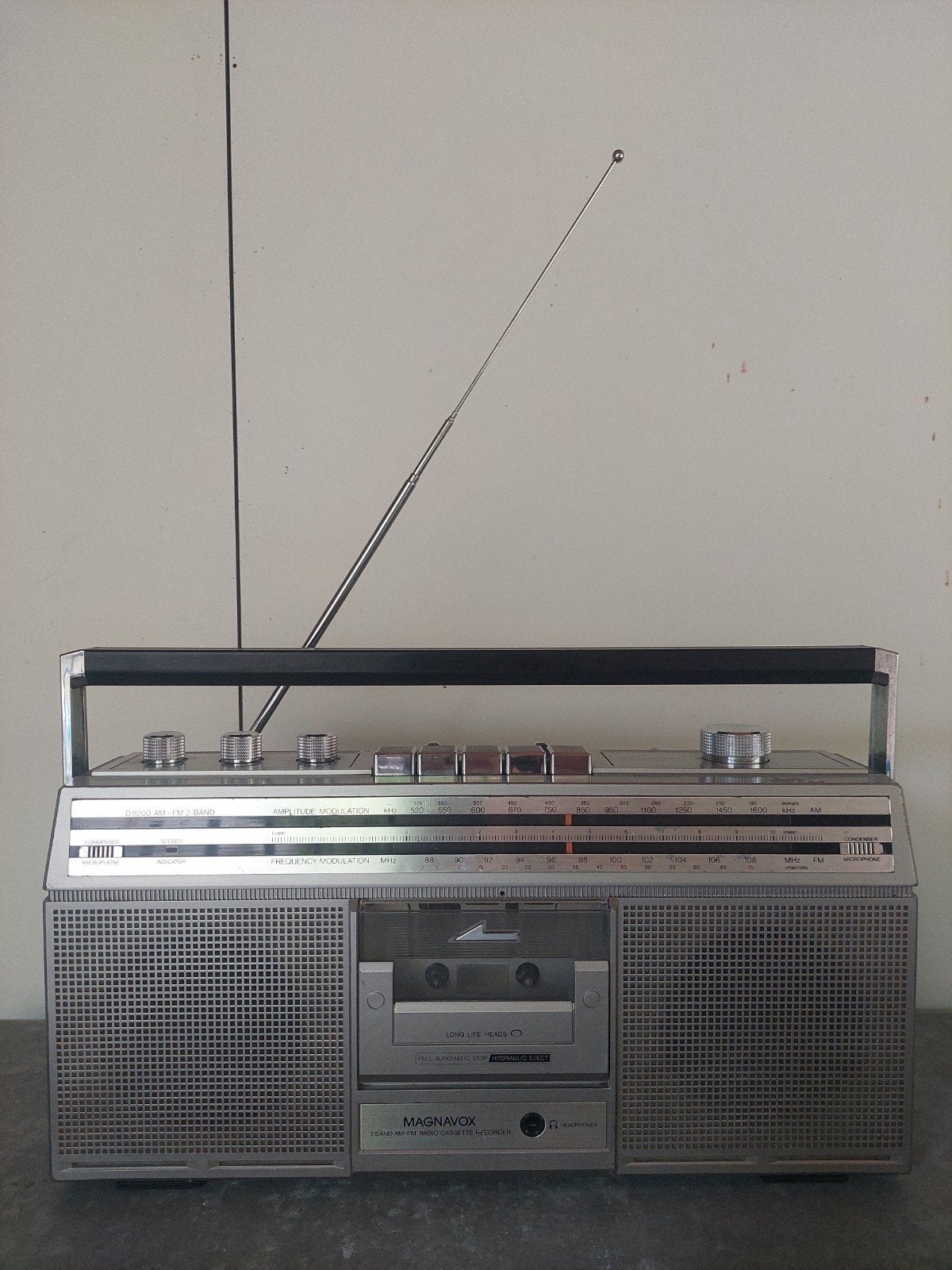 Vintage Magnavox 2-Band AM/FM Radio Cassetterecorder, Ophalen of Verzenden, Gebruikt, Radio